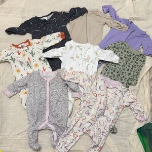 Bundle of 8 assorted baby girl footie PJs